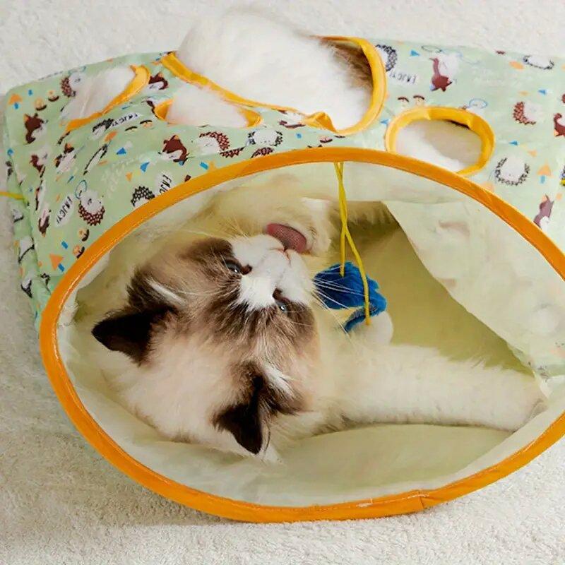 Madden Teasing Cat Sticks & Tunnel ของเล่นโต้ตอบสำหรับแมวเพื่อคลายความเบื่อ