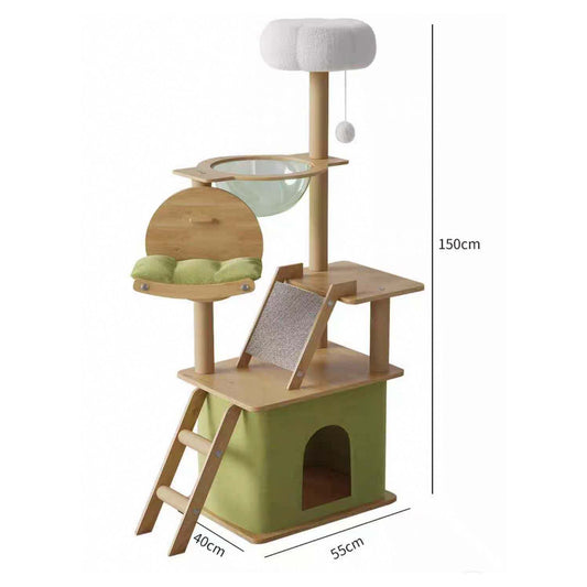 Wooden Cat Climbing Frame Upgrade Green