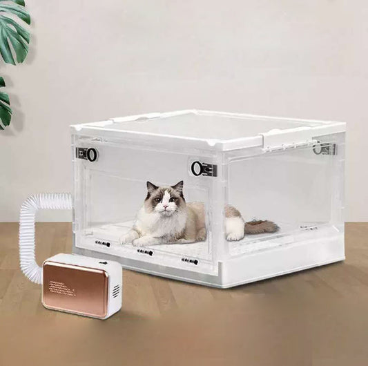 Foldable Pet Hair Dryer Box with Blow Hole Plastic