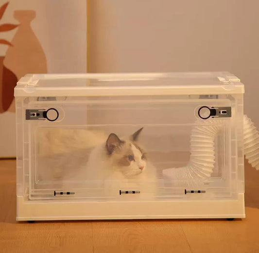 Foldable Pet Hair Dryer Box with Blow Hole Plastic