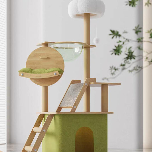 5 in 1 Cat Tree Wooden Cat Climbing Condo