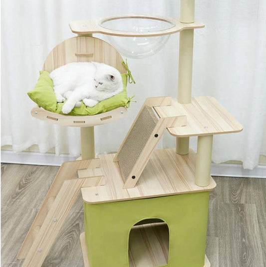 5 in 1 Cat Tree Wooden Cat Climbing Condo