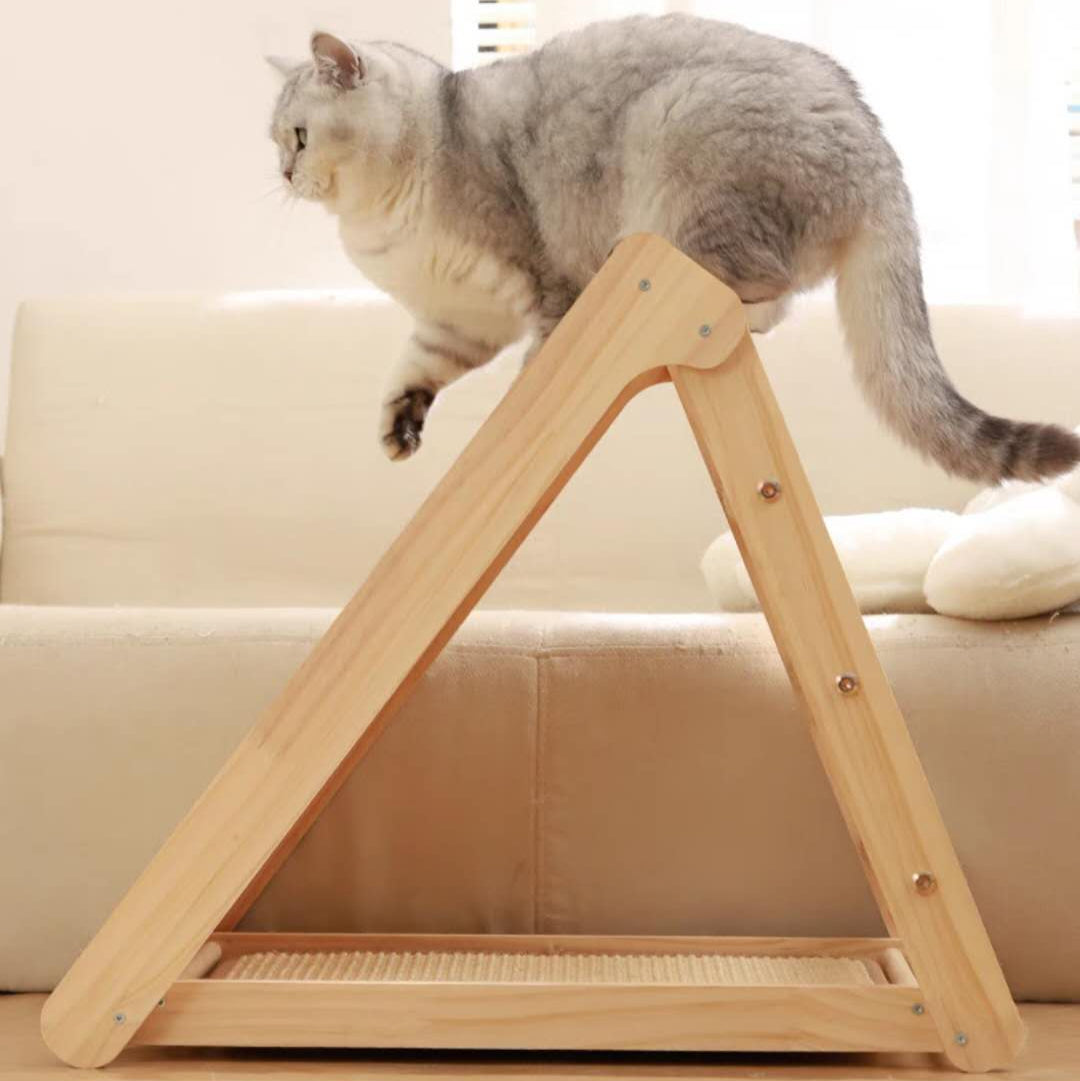Folding Cat Scratcher Scratching Post-Wooden Board With Jump Platform Indoor Cats or Kittens