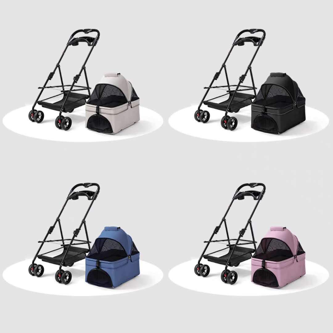 Pet Stroller Removable Swivel Handle For Cat & Dog Small Pet