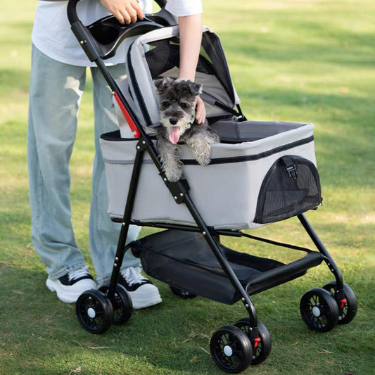 Pet Stroller Removable Swivel Handle For Cat & Dog Small Pet