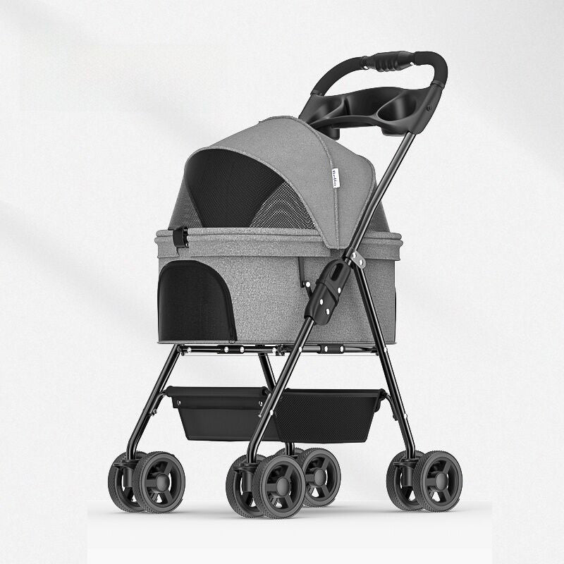 Pet Stroller Removable Swivel Handle For Cat & Dog Small Pet