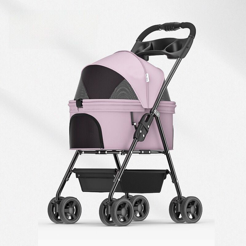 Pet Stroller Removable Swivel Handle For Cat & Dog Small Pet