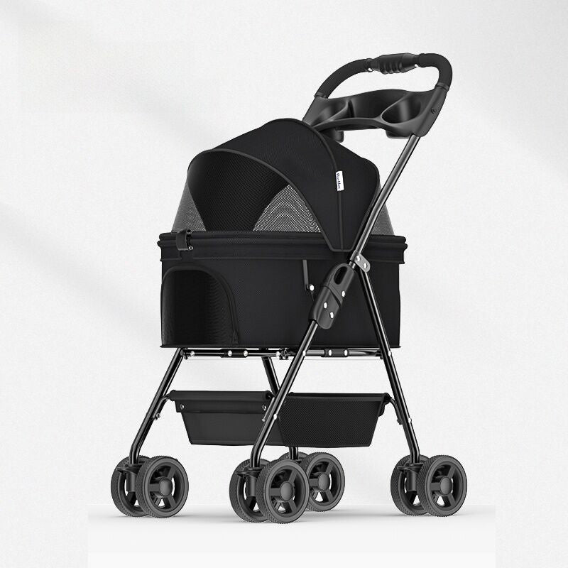 Pet Stroller Removable Swivel Handle For Cat & Dog Small Pet