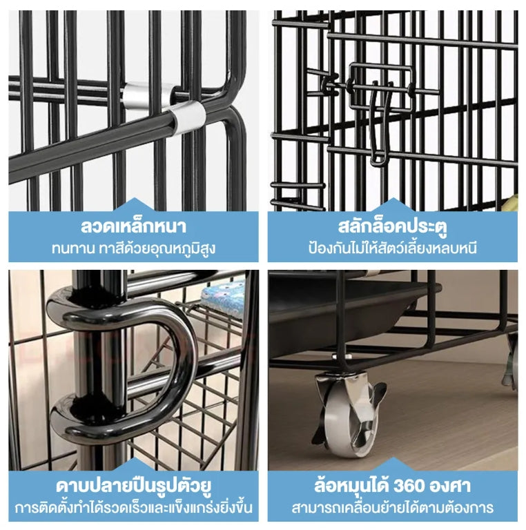 กรงแมวพับได้ 4 ชั้นสำหรับบ้านแมว