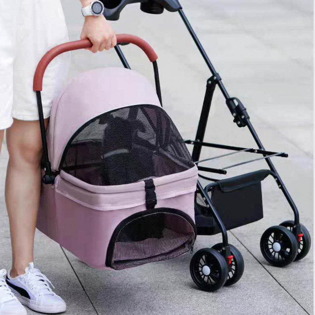 Pet Stroller Removable Swivel Handle For Cat & Dog Small Pet