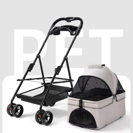 Pet Stroller Removable Swivel Handle For Cat & Dog Small Pet