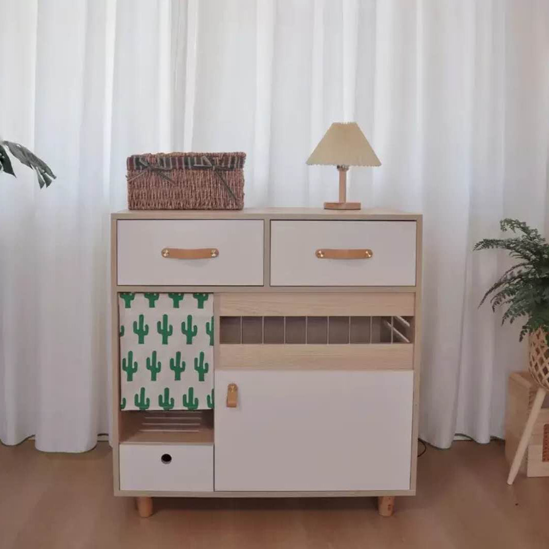 Functional Sideboard Cat Toilet Cabinet With Two Doors Space-Saving Design Cat Litter Box Enclosed Wooden