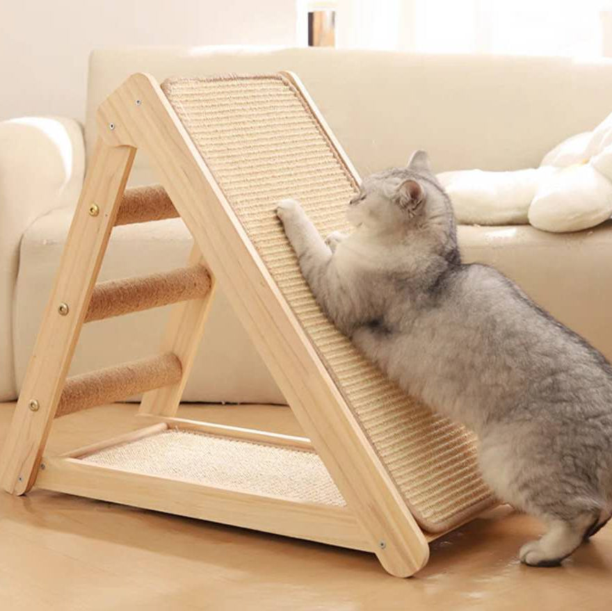Folding Cat Scratcher Scratching Post-Wooden Board With Jump Platform Indoor Cats or Kittens