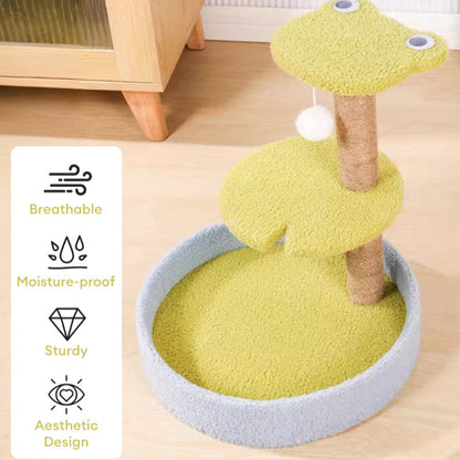 Three Layers Colud Cat Tree Green Small Frog Cat Climber