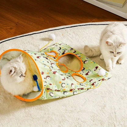 Madden Teasing Cat Sticks &amp; Tunnel ของเล่นโต้ตอบสำหรับแมวเพื่อคลายความเบื่อ