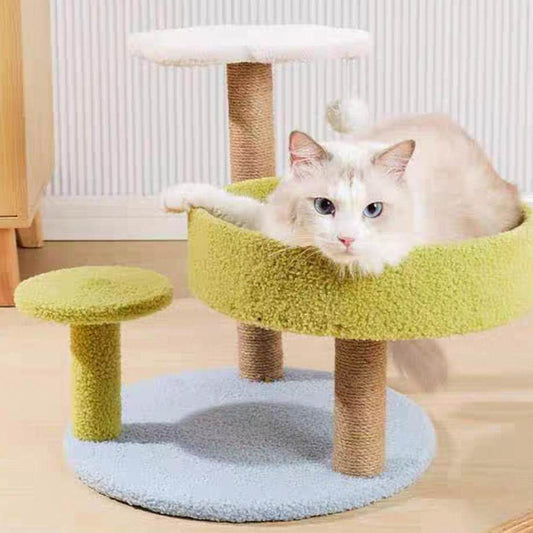 Three Layers Colud Cat Tree Green Small Frog Cat Climber