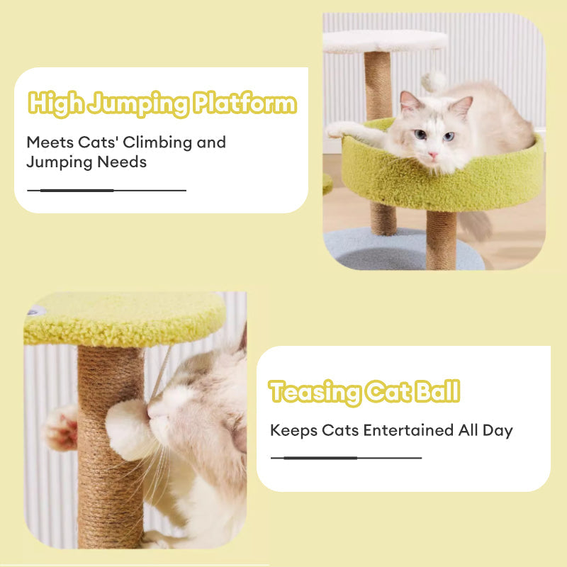 Three Layers Colud Cat Tree Green Small Frog Cat Climber