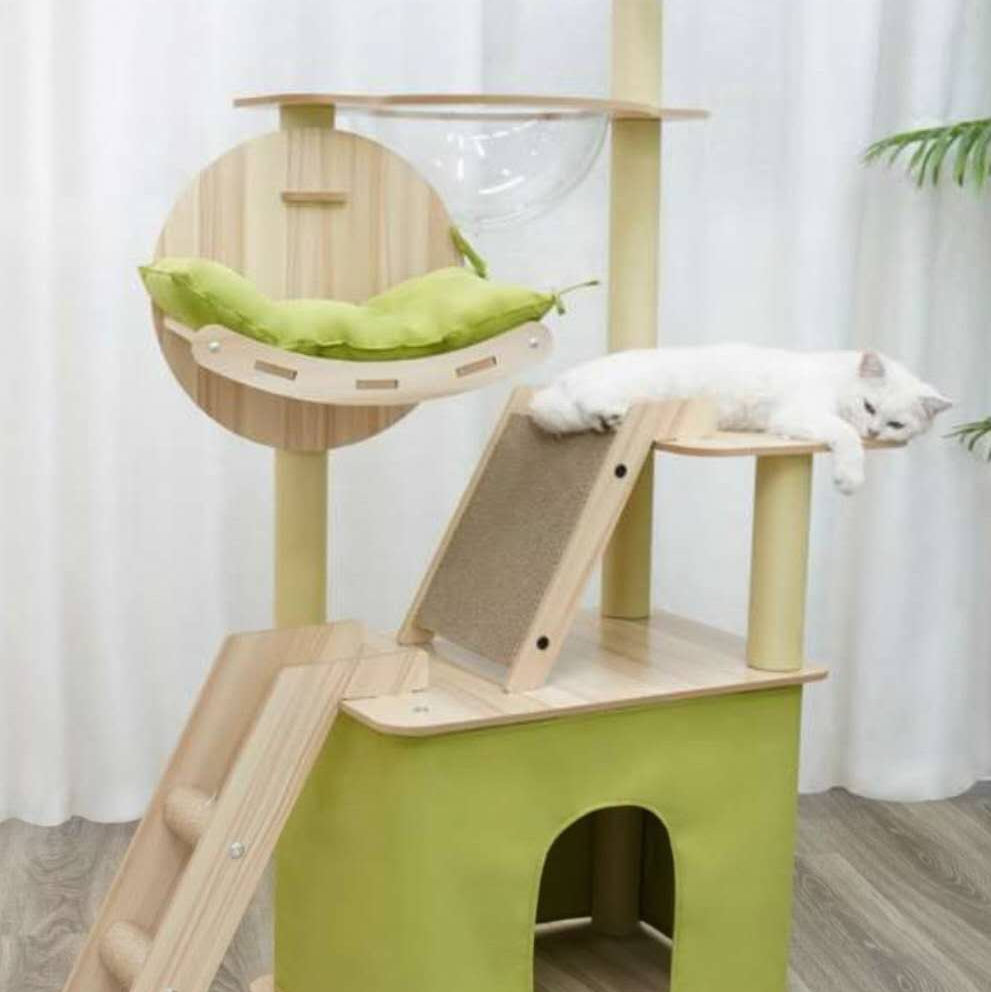 5 in 1 Cat Tree Wooden Cat Climbing Condo