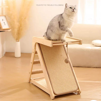 Folding Cat Scratcher Scratching Post-Wooden Board With Jump Platform Indoor Cats or Kittens