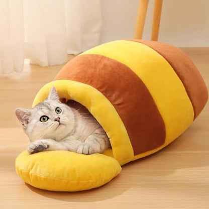 Winter Warm Honey Pot Cat Cave Bed for Indoor Cat Soft Nest