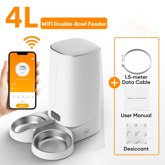 เครื่องให้อาหารสัตว์เลี้ยงอัตโนมัติ 6 ลิตร ควบคุมด้วยรีโมท WIFI/ปุ่ม