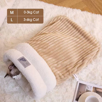 Cat Sleeping Bag for Inddor Cats Self Warming Soft Cave Bed Cat Nest