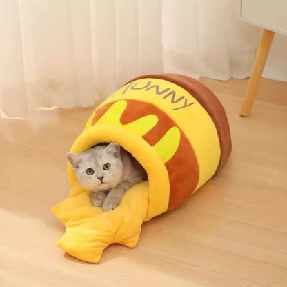 Winter Warm Honey Pot Cat Cave Bed for Indoor Cat Soft Nest
