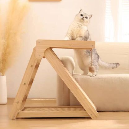 Folding Cat Scratcher Scratching Post-Wooden Board With Jump Platform Indoor Cats or Kittens