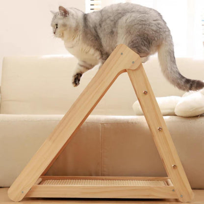 Folding Cat Scratcher Scratching Post-Wooden Board With Jump Platform Indoor Cats or Kittens