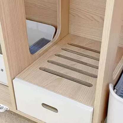 Functional Sideboard Cat Toilet Cabinet With Two Doors Space-Saving Design Cat Litter Box Enclosed Wooden