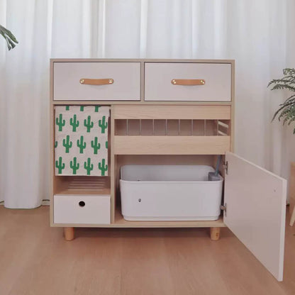 Functional Sideboard Cat Toilet Cabinet With Two Doors Space-Saving Design Cat Litter Box Enclosed Wooden