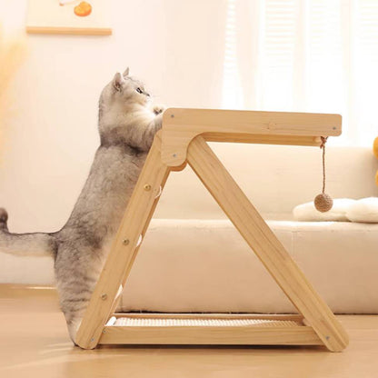 Folding Cat Scratcher Scratching Post-Wooden Board With Jump Platform Indoor Cats or Kittens