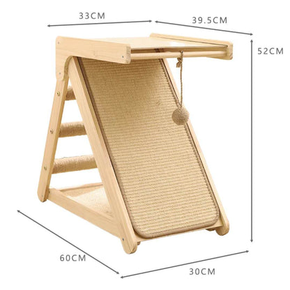 Folding Cat Scratcher Scratching Post-Wooden Board With Jump Platform Indoor Cats or Kittens