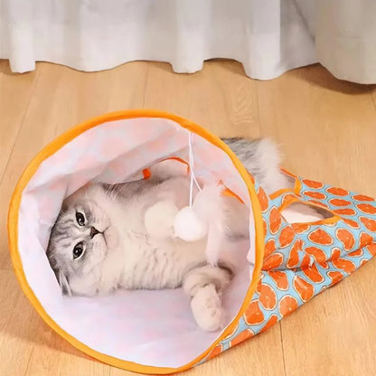 Madden Teasing Cat Sticks &amp; Tunnel ของเล่นโต้ตอบสำหรับแมวเพื่อคลายความเบื่อ