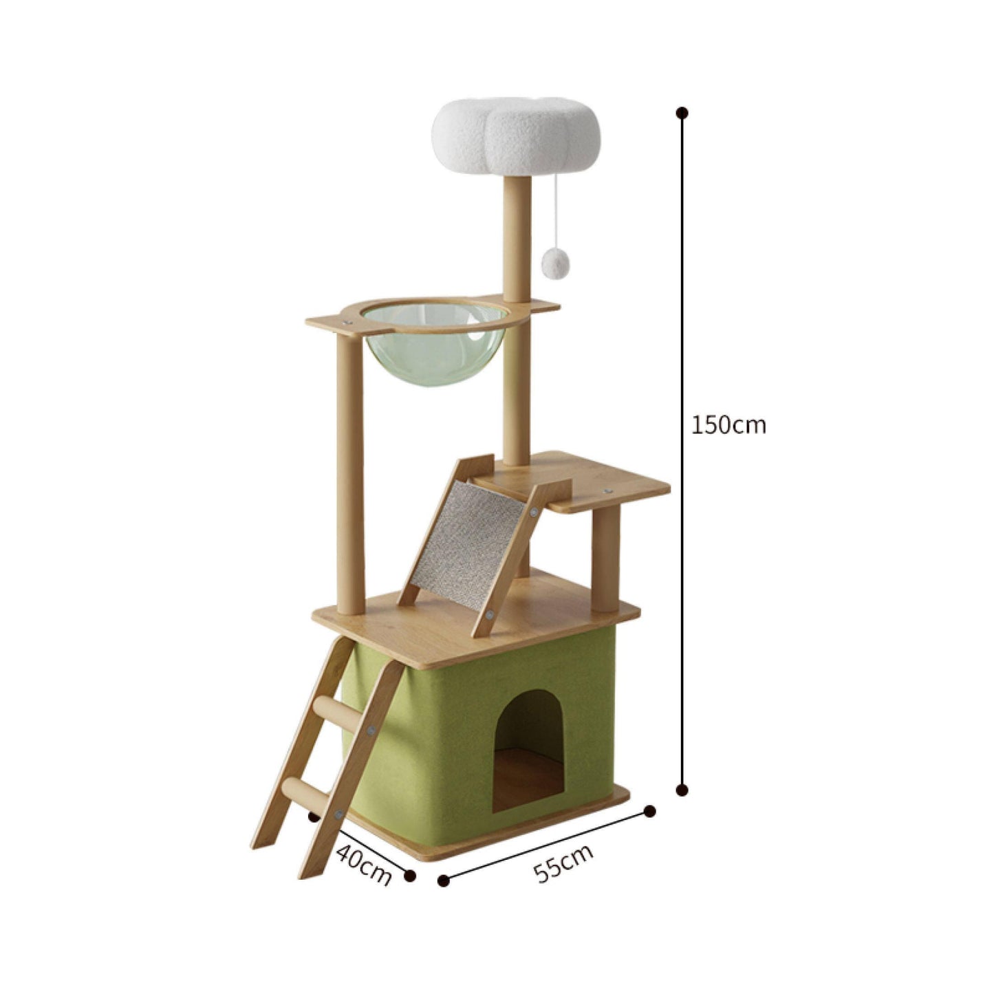 Wooden Cat Climbing Frame Upgrade Green