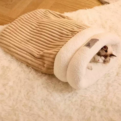 Cat Sleeping Bag for Inddor Cats Self Warming Soft Cave Bed Cat Nest