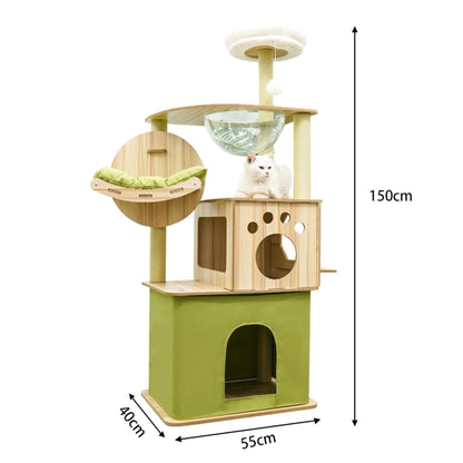 Wooden Cat Climbing Frame Upgrade Green