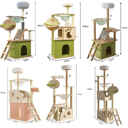 Wooden Cat Climbing Frame Upgrade Green