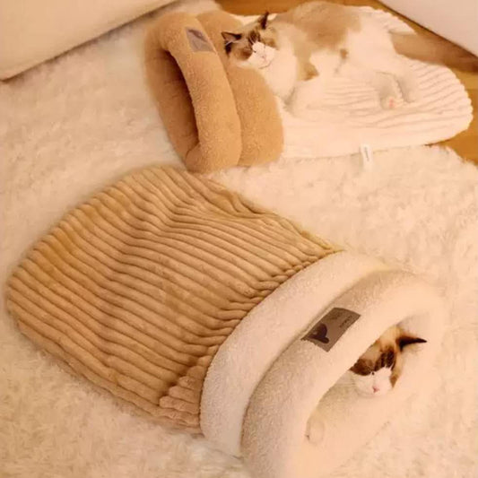 Cat Sleeping Bag for Inddor Cats Self Warming Soft Cave Bed Cat Nest