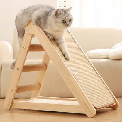 Folding Cat Scratcher Scratching Post-Wooden Board With Jump Platform Indoor Cats or Kittens